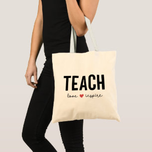 Tote Bag Teach Love Inspire Heart Teacher's Day