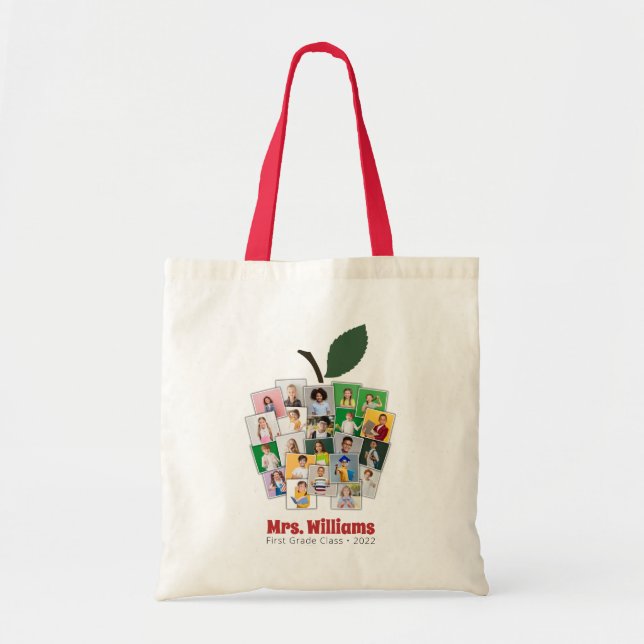 Tote Bag Teacher Apple Collage Cadeau de l'enseignant 22 Ph (Devant)
