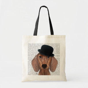 Tote Bag Teckel avec le casquette de lanceur noir