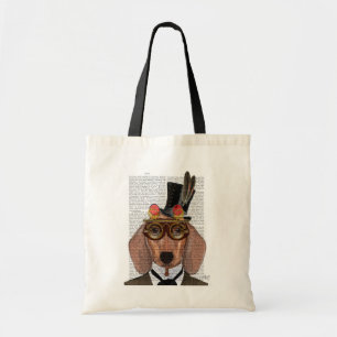 Tote Bag Teckel avec le casquette supérieur et les lunettes