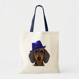 Tote Bag Teckel avec Trilby bleu