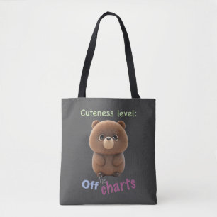 Tote Bag Teddy Bear Cuteness Level Mignonne Adorable Funny
