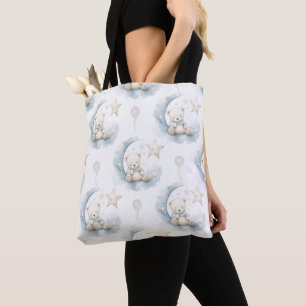 TOTE BAG TEDDY OURS ASSIS SUR LA DEMI-LUNE