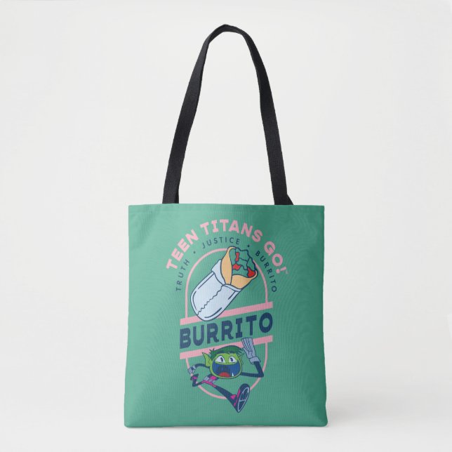 Tote Bag Teen Titans Go ! Beast Boy "Truth Justice Burrito" (Devant)