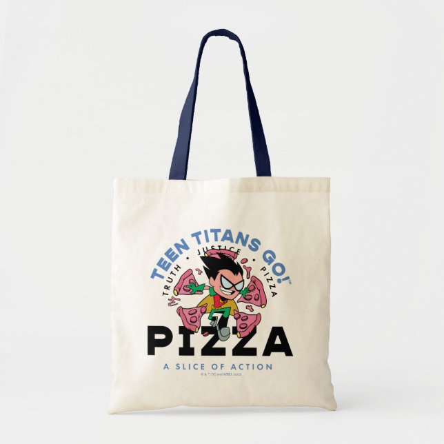 Tote Bag Teen Titans Go ! Robin "Truth Justice Pizza" (Devant)
