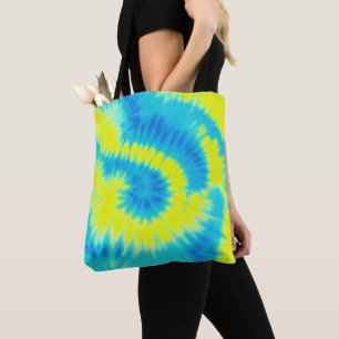 Tote Bag Teinture à tarte bleu et jaune