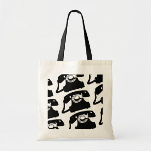 Tote Bag téléphone noir rétro