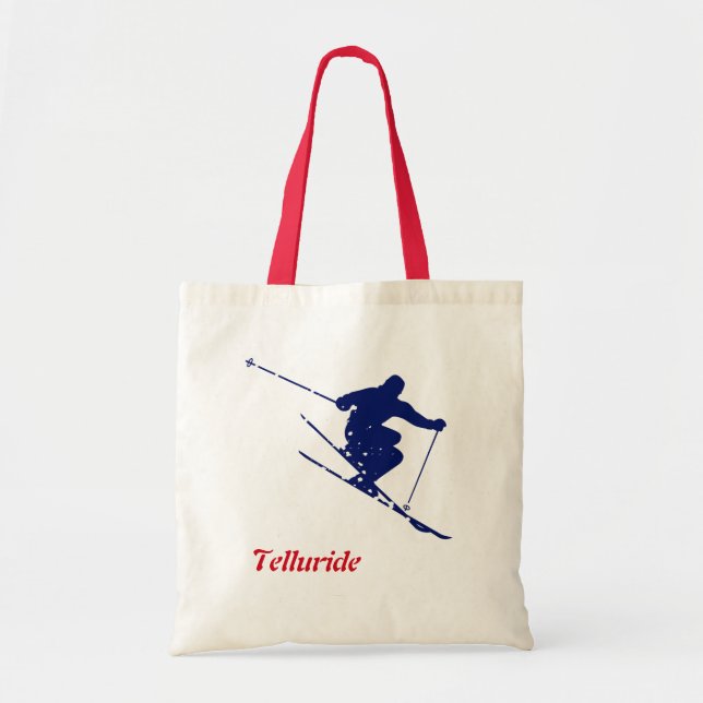 Tote Bag Telluride Blue Snow Skier (Devant)