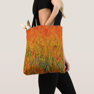 Tote Bag "Tempête neurale" Orange jaune Abstrait
