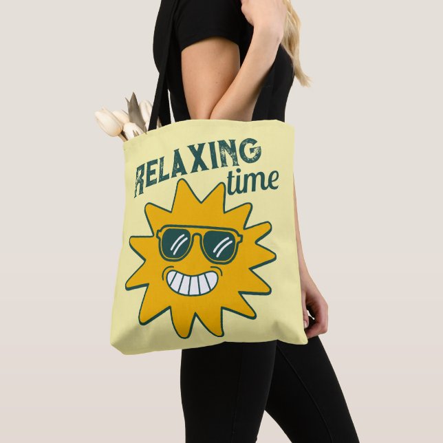 Tote Bag Temps de détente soleil avec lunettes de soleil (De près)