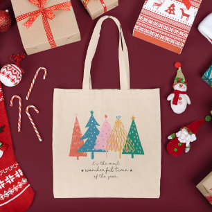 Tote Bag Temps le plus merveilleux Noël Arbre vacances