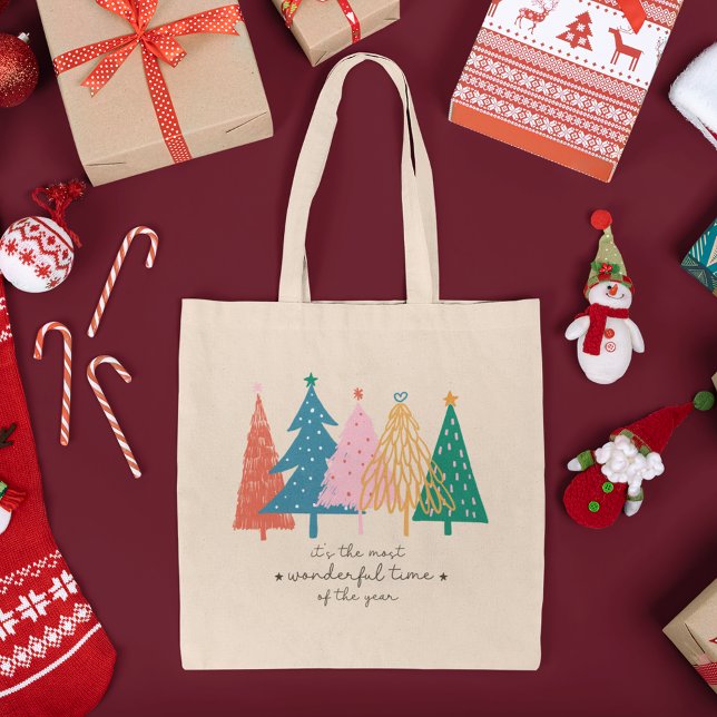 Tote Bag Temps le plus merveilleux Noël Arbre vacances (Créateur téléchargé)