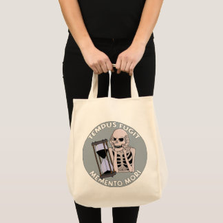 Tote Bag Tempus Fugit Skeleton Memento Mori Hourglass