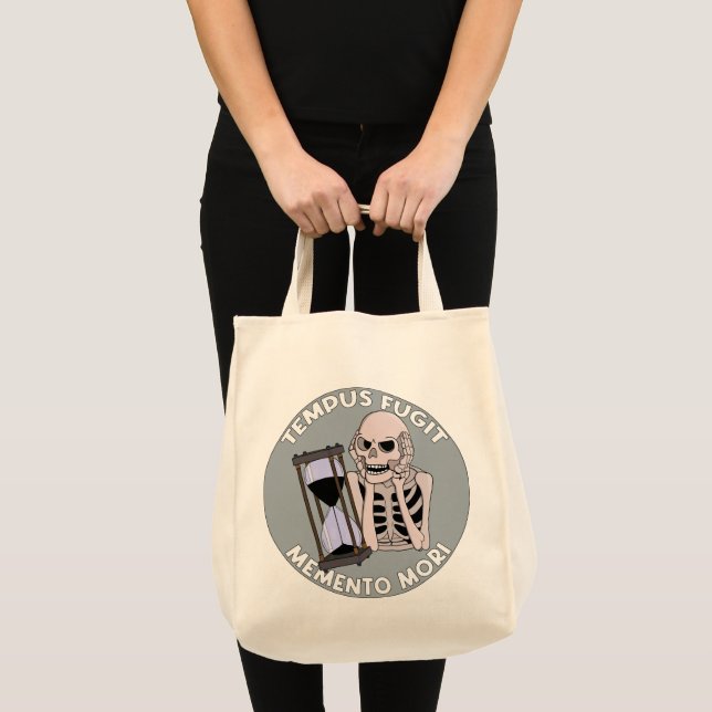Tote Bag Tempus Fugit Skeleton Memento Mori Hourglass (Devant (produit))