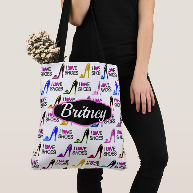 TOTE BAG TENDANCE PERSONNALISÉE ET CHIC J'AIME LES CHAUSSUR (De près)