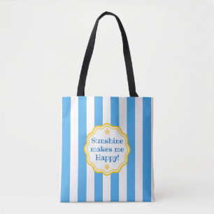 Tote Bag Tendance Sunshine Bleu & Blanc Large bande