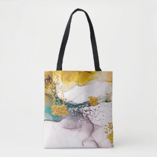 Tote Bag tendresse pastel : tourbillons dorés art.