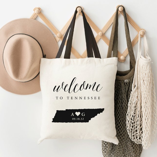 Tote Bag Tennessee State Silhouette Mariage Bienvenue Fourr (Créateur téléchargé)
