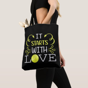 Tote Bag Tennis il commence par l'amour du joueur de tennis
