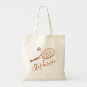 Tote Bag Tennis Nom de script personnalisé Cuivre Terracott