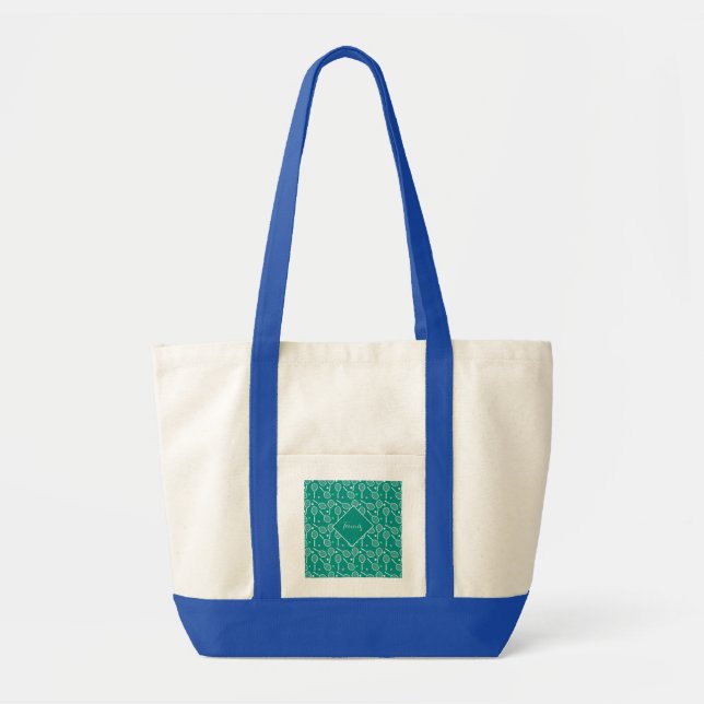 Tote Bag Tennis Racket Motif Retro Green (Devant)
