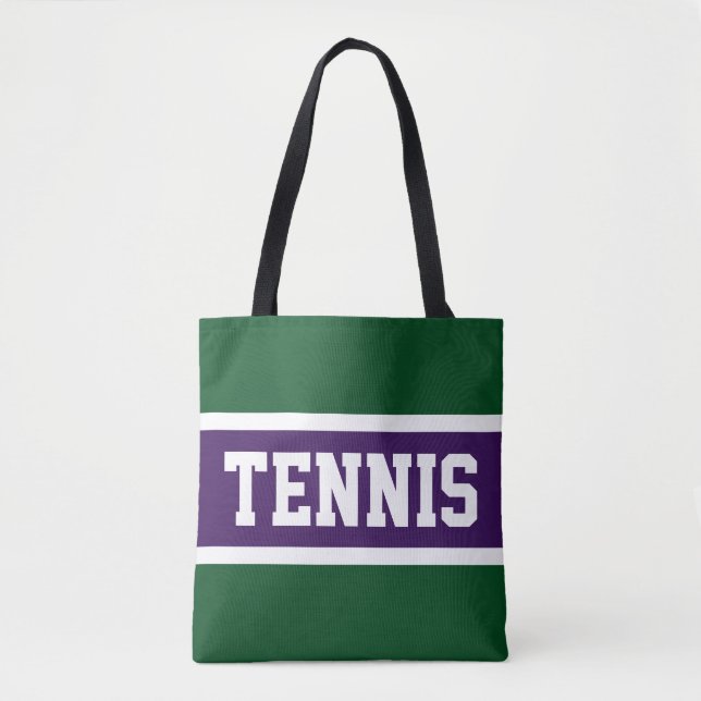 Tote Bag TENNIS Sporty Purple Green White Stripes Athlétism (Devant)