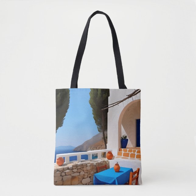 Tote Bag Terrasse Méditerranée Vue (Devant)