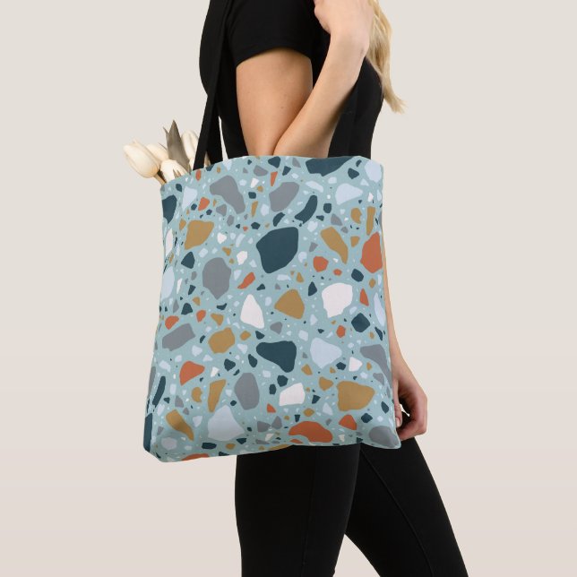 Tote Bag Terrazzo En Bleu (De près)