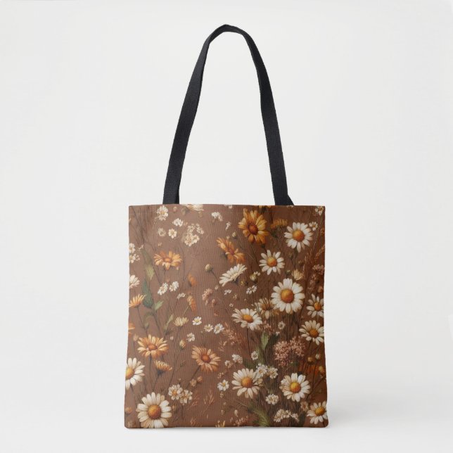 Tote Bag Terre cuite d'automne Fleur Boho Aquarelle Florale (Devant)
