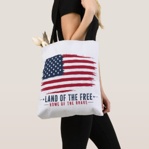 Tote Bag Terre de libres, demeure des braves, USA patriotiq