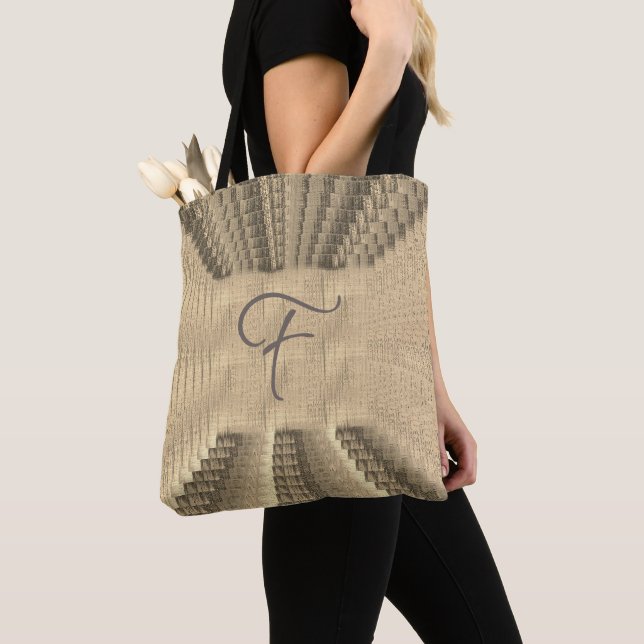 Tote Bag Terre Suede Sable Beige Faded toile look (De près)