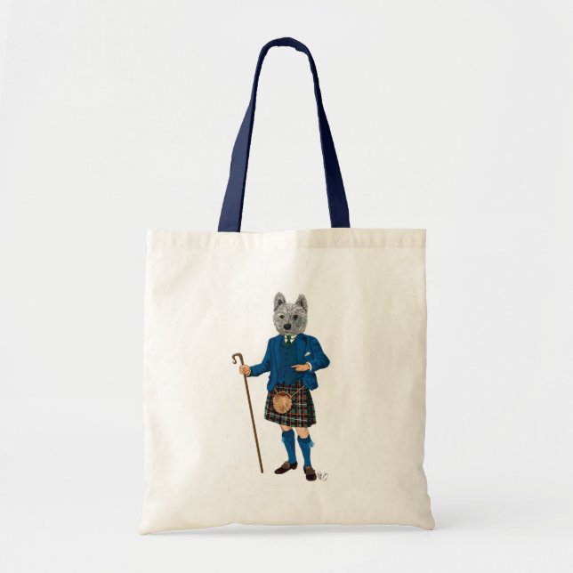 Tote Bag Terrier de West Highland en Kilt 3 (Devant)