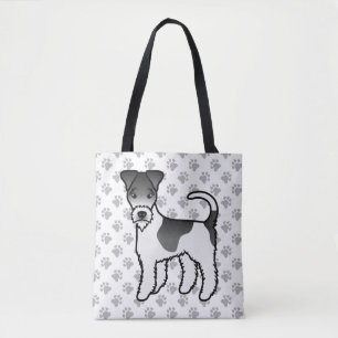 Tote Bag Térrier Fox à poil dur noir et blanc Chien de dess