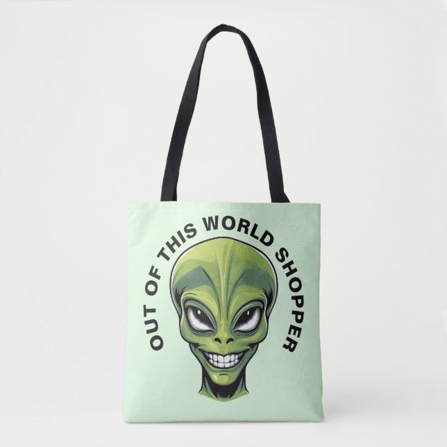 Tote Bag Tête Alien verte (Devant)