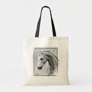 Tote Bag Tête de cheval Dessin de charbon de bois Art équin