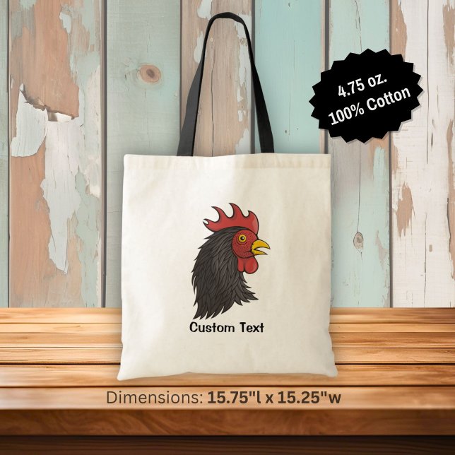 Tote Bag Tête de Coq Noir (Créateur téléchargé)