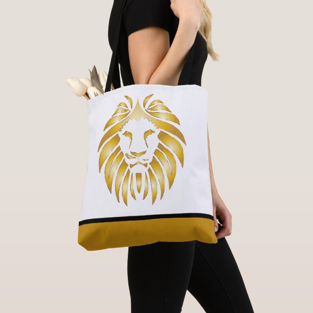 Tote Bag Tête de lion Awesome Gold Artistic (De près)