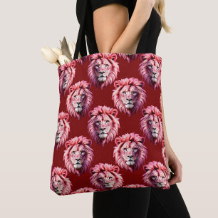 Tote Bag Tête de lion rose bordeaux Design 