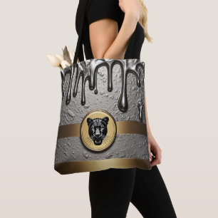 Tote Bag Tête de panthère noire avec style de goutte métall