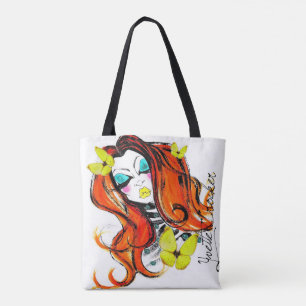 Tote Bag Têtes rouges et papillons Fourre-tout à double fac