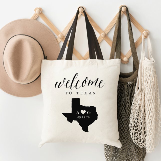 Tote Bag Texas State Silhouette Mariage Bienvenue Fourre-to (Créateur téléchargé)