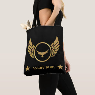 Tote Bag Texte Angry Bird Or Logo Élégant Eagle Épaule