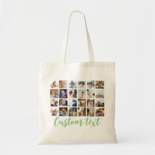 Tote Bag Texte de collage photo de famille simple et chic