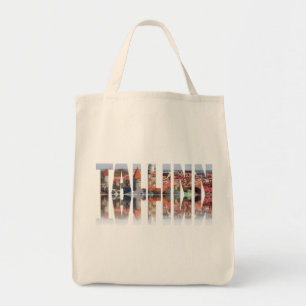 Tote Bag Texte de Tallinn composé de vue sur la vieille vil