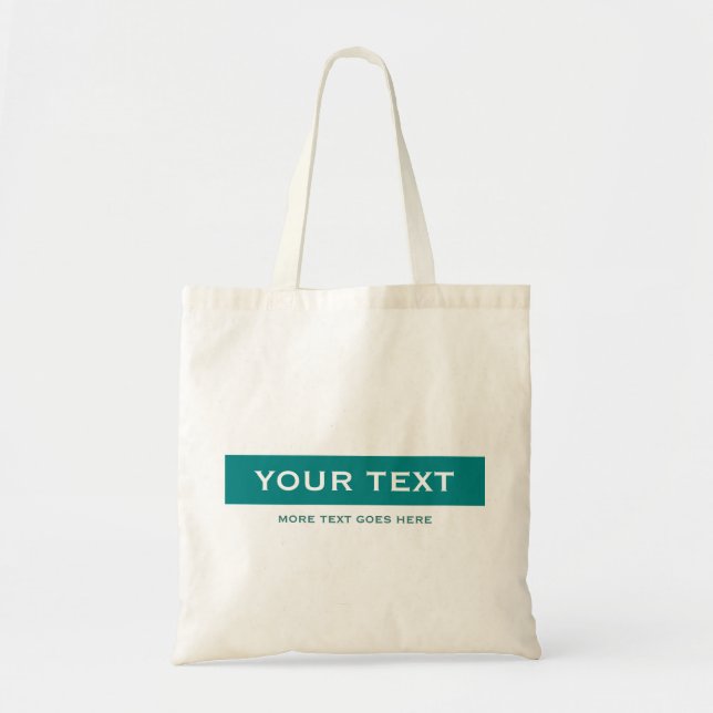 Tote Bag Texte du client Modèle Turquoise Vert naturel tend (Devant)