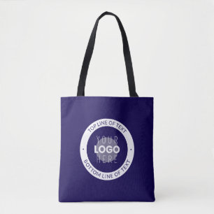 Tote Bag Texte et logo personnalisables   Bleu foncé violet