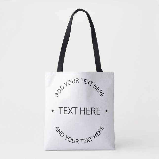Tote Bag Texte modifiable simple et moderne | Blanc et noir (Devant)