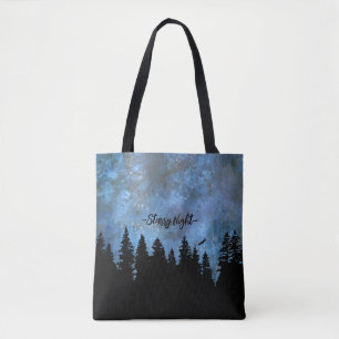 Tote Bag Texte personnalisé Forêt de pins Nuit
