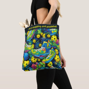 Tote Bag Texte personnalisé Jaune Psychedélique pickleballs