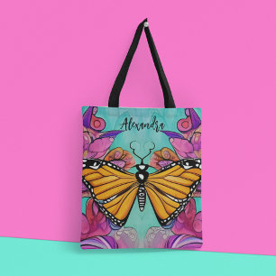 Tote Bag Texte personnalisé Monarque coloré